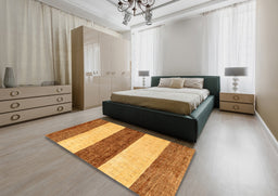 Abstract Orange Red Modern Rug in a Bedroom, abs44