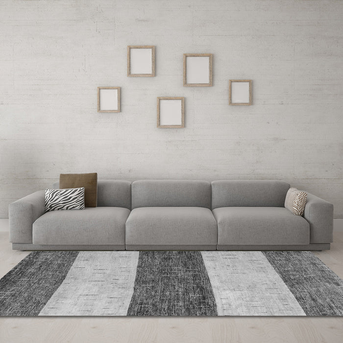 Machine Washable Abstract Gray Modern Rug in a Living Room,, wshabs44gry