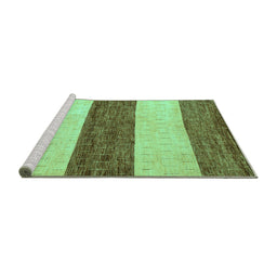 Sideview of Machine Washable Abstract Turquoise Modern Area Rugs, wshabs44turq