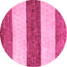 Round Machine Washable Abstract Pink Modern Rug, wshabs44pnk