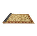 Sideview of Abstract Chrome Gold Yellow Oriental Rug, abs450