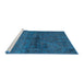 Sideview of Machine Washable Abstract Blue Rug, wshabs4500