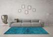 Machine Washable Persian Turquoise Bohemian Area Rugs in a Living Room,, wshabs4500turq