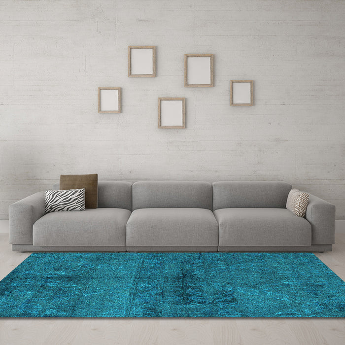 Machine Washable Persian Turquoise Bohemian Area Rugs in a Living Room,, wshabs4500turq