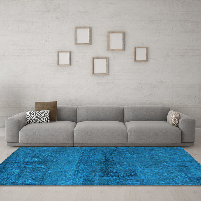 Machine Washable Persian Light Blue Bohemian Rug in a Living Room, wshabs4500lblu