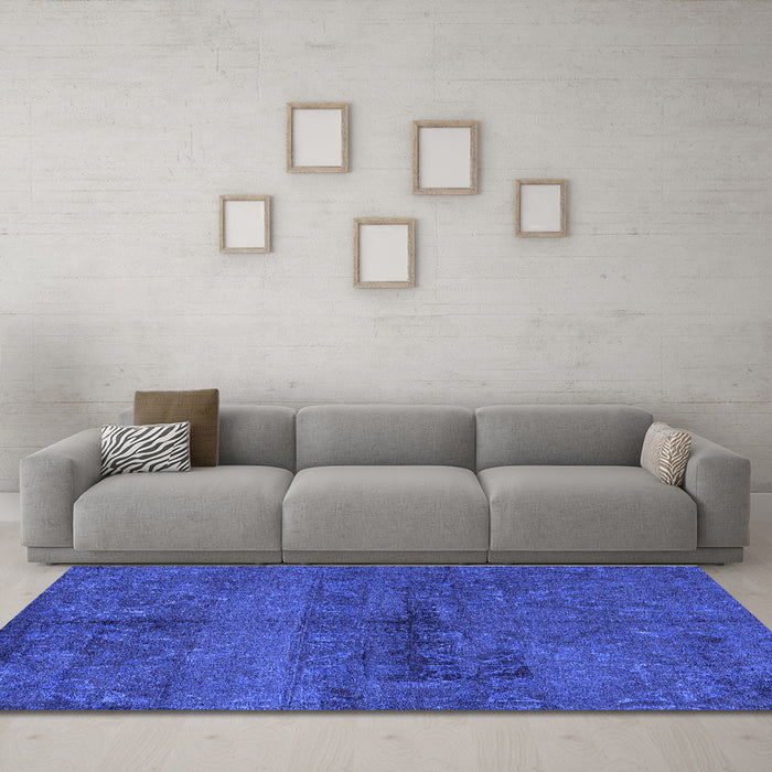 Machine Washable Persian Blue Bohemian Rug in a Living Room, wshabs4500blu