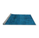 Sideview of Machine Washable Persian Light Blue Bohemian Rug, wshabs4500lblu