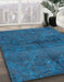 Abstract Blue Persian Rug in Family Room, abs4500