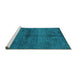 Sideview of Machine Washable Persian Turquoise Bohemian Area Rugs, wshabs4500turq