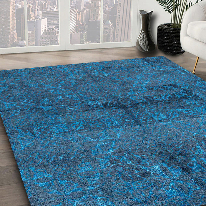 Machine Washable Abstract Blue Rug in a Family Room, wshabs4500