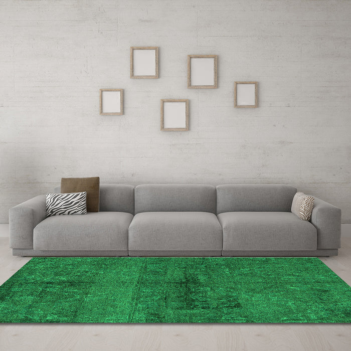 Machine Washable Persian Green Bohemian Area Rugs in a Living Room,, wshabs4500grn