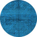 Round Persian Light Blue Bohemian Rug, abs4500lblu