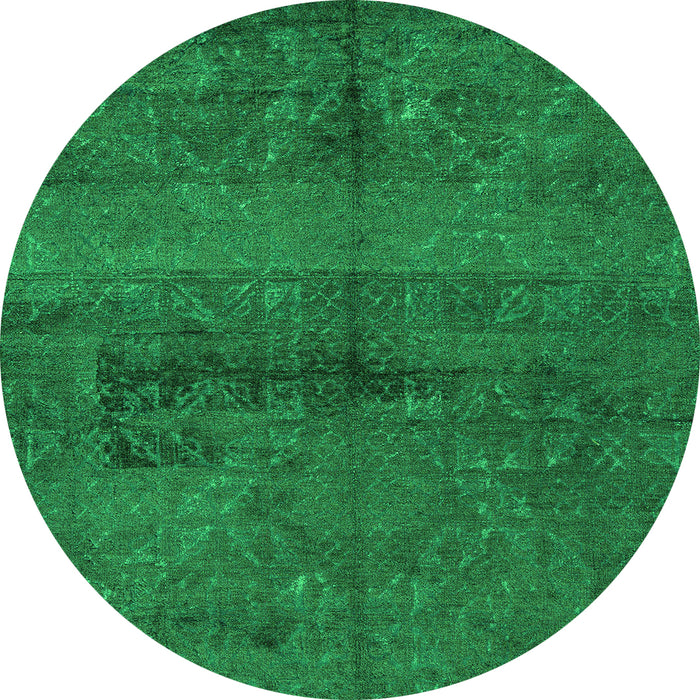 Round Machine Washable Persian Green Bohemian Area Rugs, wshabs4500grn