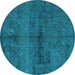 Round Persian Turquoise Bohemian Rug, abs4500turq