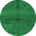 Round Persian Green Bohemian Rug, abs4500grn