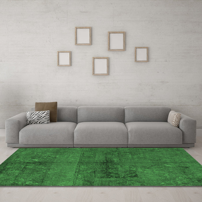 Machine Washable Persian Emerald Green Bohemian Area Rugs in a Living Room,, wshabs4500emgrn