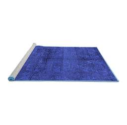 Sideview of Machine Washable Persian Blue Bohemian Rug, wshabs4500blu