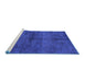 Sideview of Machine Washable Persian Blue Bohemian Rug, wshabs4500blu