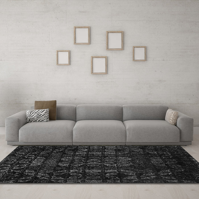 Machine Washable Abstract Gray Modern Rug in a Living Room,, wshabs4501gry