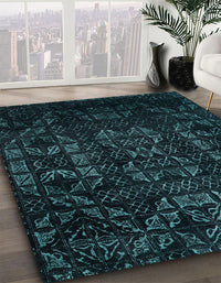 Abstract Teal Green Modern Rug, abs4501