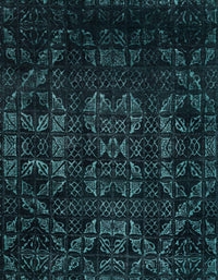 Machine Washable Abstract Medium Teal Green Rug, wshabs4501