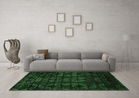 Machine Washable Abstract Emerald Green Modern Rug, wshabs4501emgrn