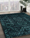 Abstract Teal Green Modern Rug in Family Room, abs4501