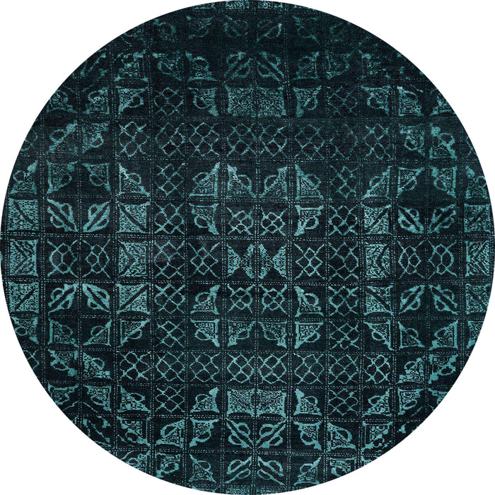 Round Abstract Teal Green Modern Rug, abs4501