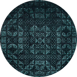 Round Machine Washable Abstract Medium Teal Green Rug, wshabs4501
