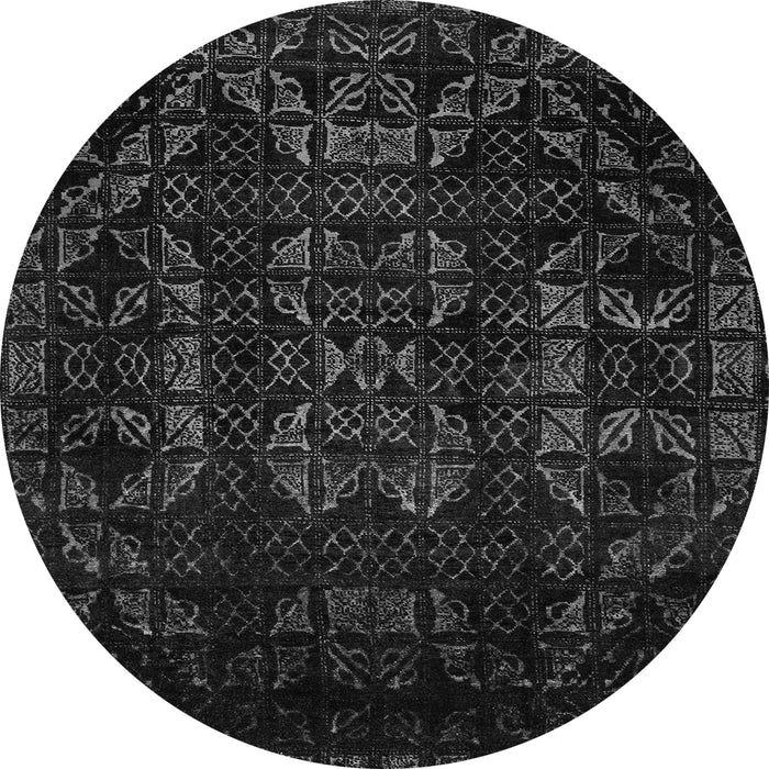 Round Machine Washable Abstract Gray Modern Rug, wshabs4501gry