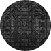 Round Machine Washable Abstract Gray Modern Rug, wshabs4501gry