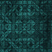 Square Machine Washable Abstract Turquoise Modern Area Rugs, wshabs4501turq