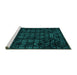 Sideview of Machine Washable Abstract Turquoise Modern Area Rugs, wshabs4501turq