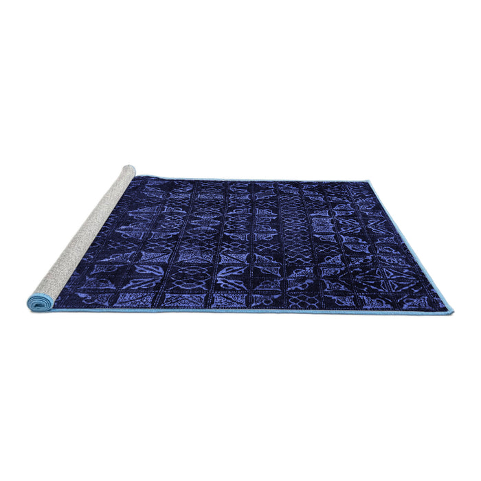 Sideview of Machine Washable Abstract Blue Modern Rug, wshabs4501blu