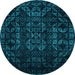 Round Machine Washable Abstract Light Blue Modern Rug, wshabs4501lblu