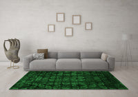 Machine Washable Abstract Green Modern Rug, wshabs4501grn