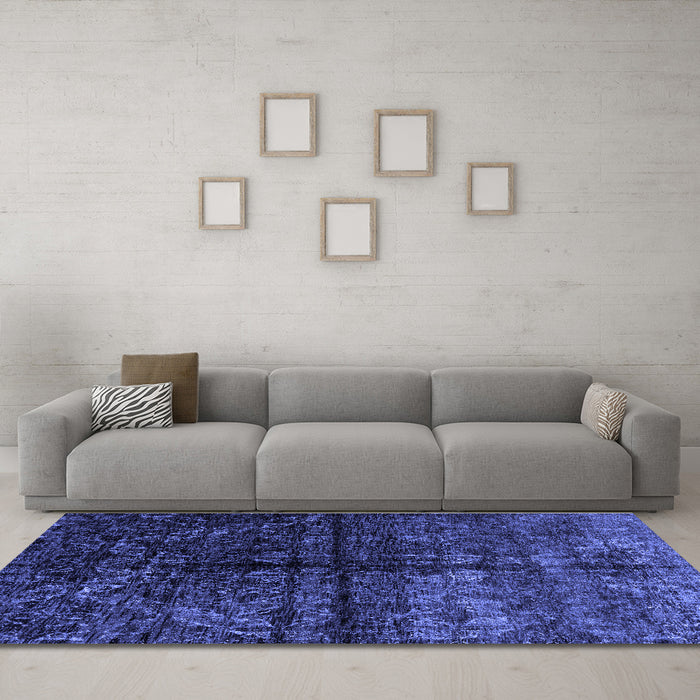 Machine Washable Abstract Blue Modern Rug in a Living Room, wshabs4502blu