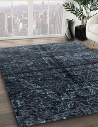 Abstract Dark Slate Gray Green Modern Rug, abs4502