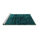 Sideview of Machine Washable Abstract Turquoise Modern Area Rugs, wshabs4502turq