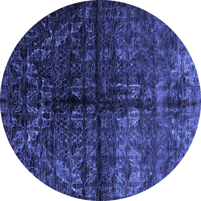 Round Machine Washable Abstract Blue Modern Rug, wshabs4502blu