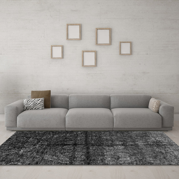 Machine Washable Abstract Gray Modern Rug in a Living Room,, wshabs4502gry