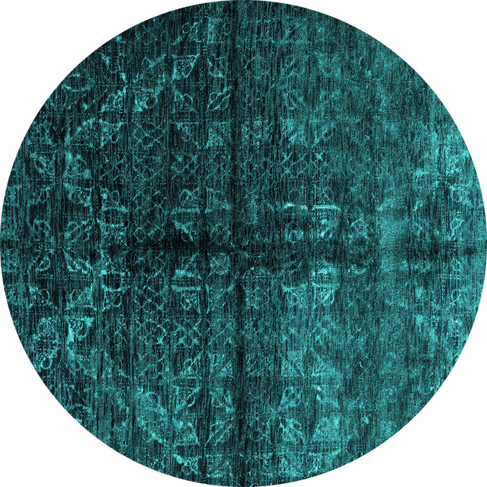 Round Abstract Turquoise Modern Rug, abs4502turq