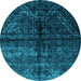 Round Abstract Light Blue Modern Rug, abs4502lblu