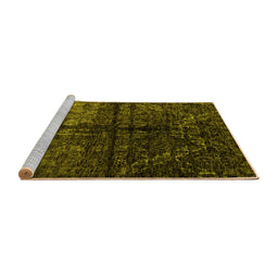 Sideview of Machine Washable Abstract Yellow Modern Rug, wshabs4502yw