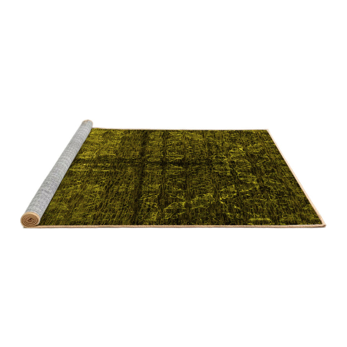 Sideview of Machine Washable Abstract Yellow Modern Rug, wshabs4502yw