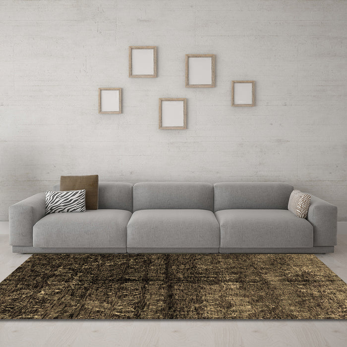 Machine Washable Abstract Brown Modern Rug in a Living Room,, wshabs4502brn