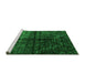 Sideview of Machine Washable Abstract Green Modern Area Rugs, wshabs4502grn