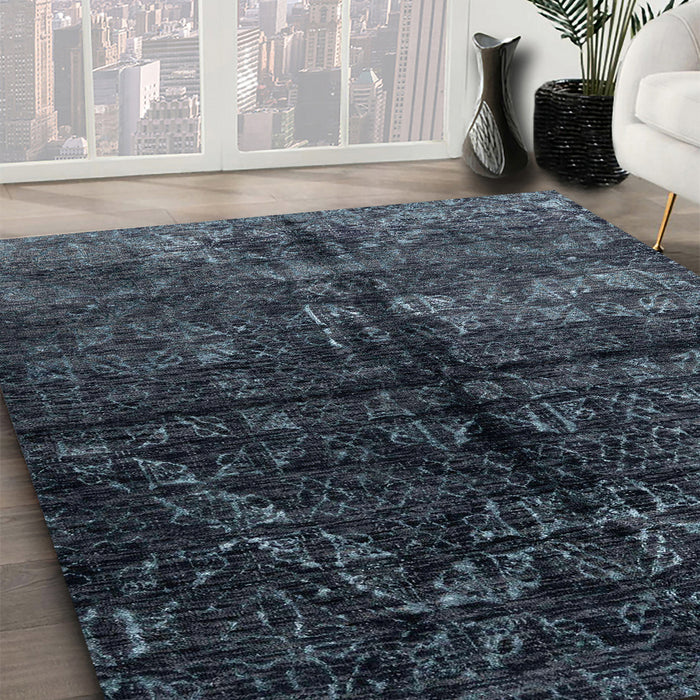 Machine Washable Abstract Dark Slate Gray Green Rug in a Family Room, wshabs4502