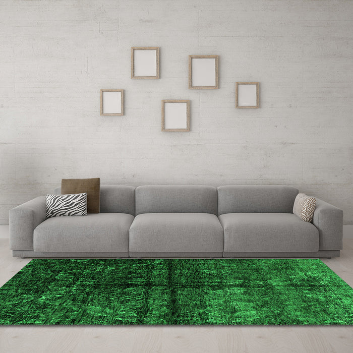 Machine Washable Abstract Green Modern Area Rugs in a Living Room,, wshabs4502grn