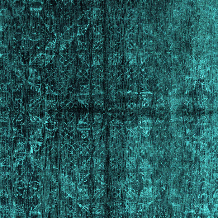 Square Machine Washable Abstract Turquoise Modern Area Rugs, wshabs4502turq